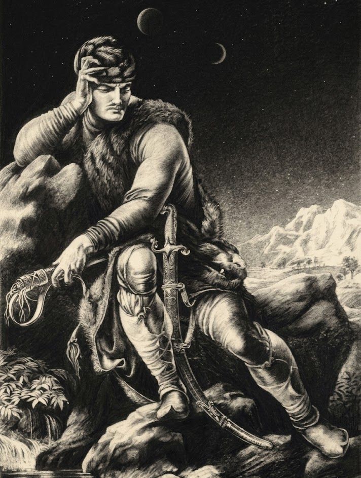 Der Recke im Tigefell. Illustration von Sergo Kobuladse