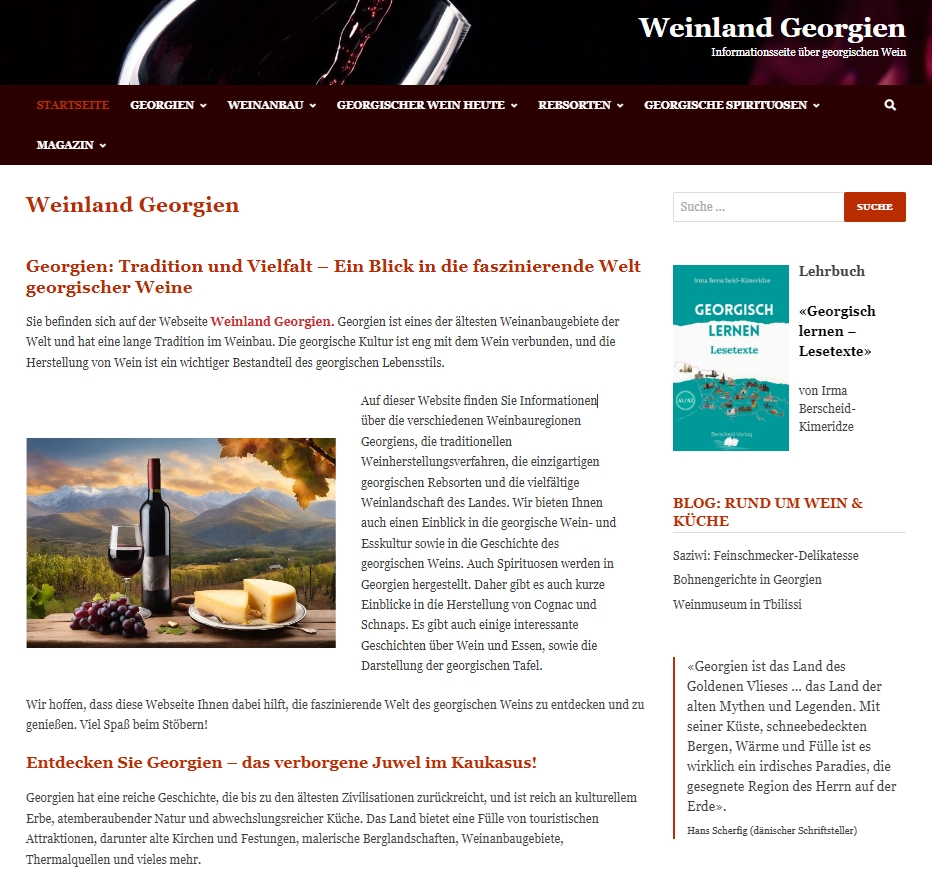 GeoWeinland, Webseite über den georgischen Wein
